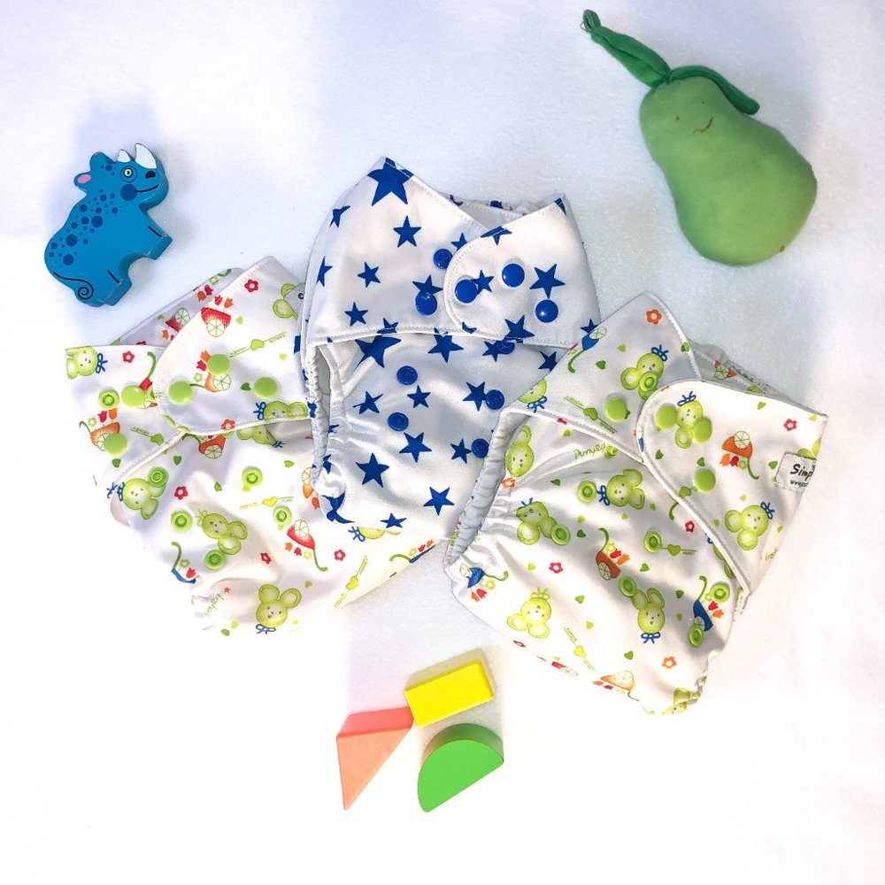 3 SimplyCloth OS Pocket Diapers Snaps